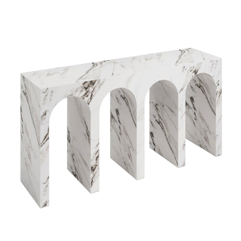 Archie Calacatta White Marble Console Table